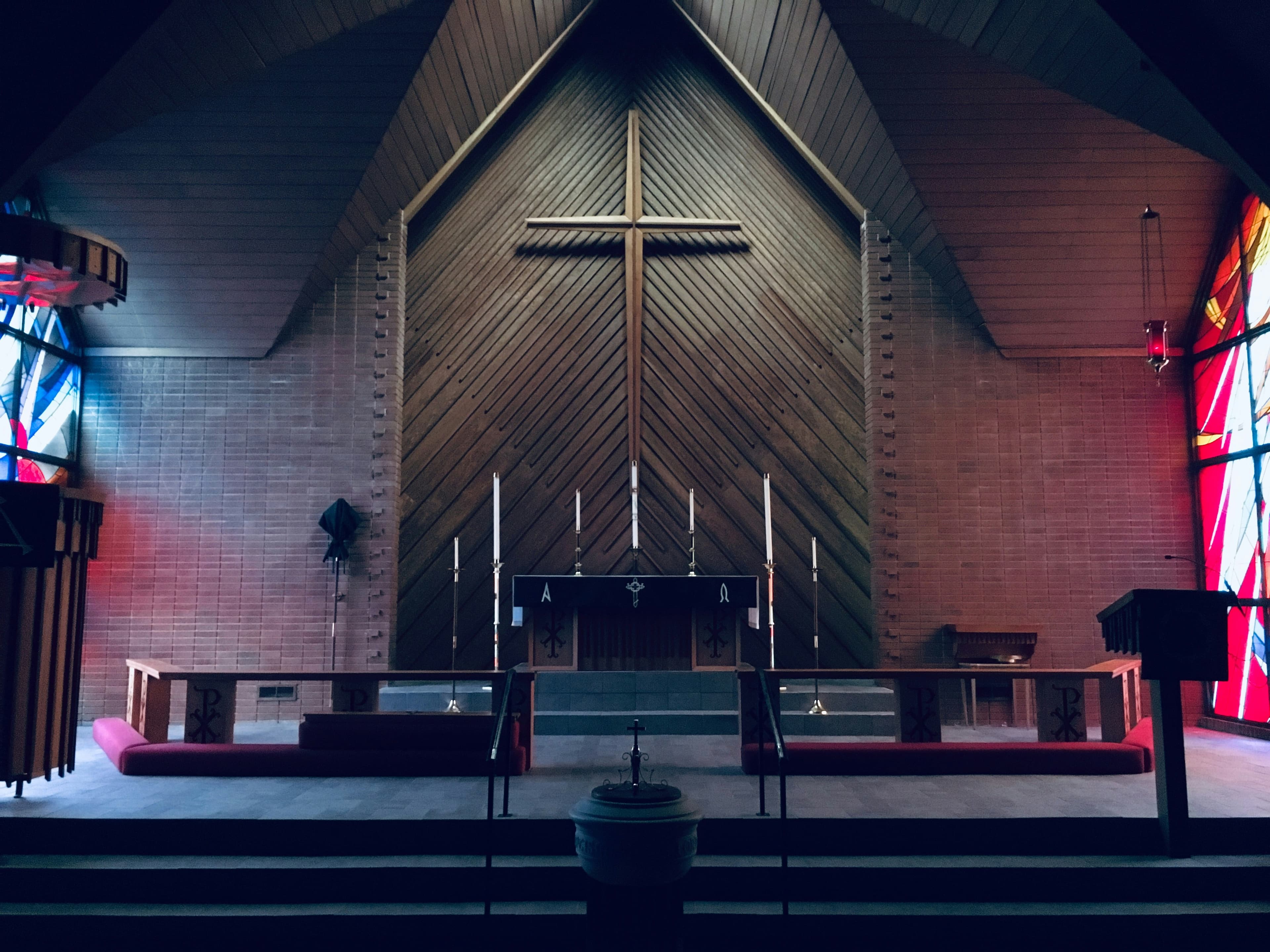 Church sanctuary and cross